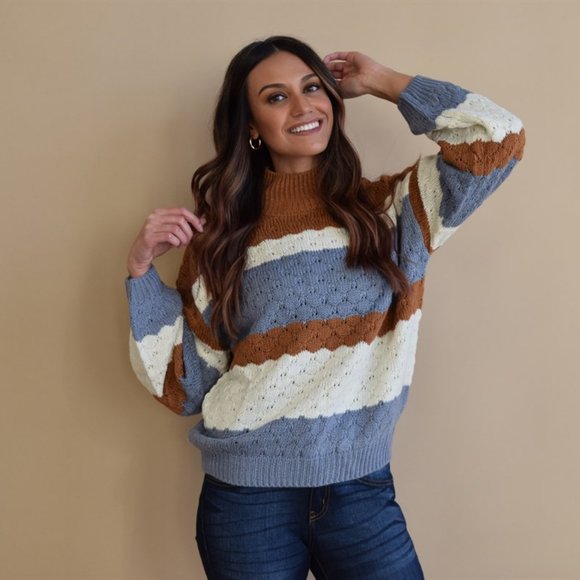 Cable knit stripe sweater NWT - Picture 5 of 5